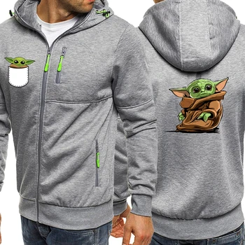 

Men Hooded Streetwear Baby Yoda Spring New 2020 Casual Jackets The Mandalorian Sweatshirts Hip Hop Zipper Male Hoodies