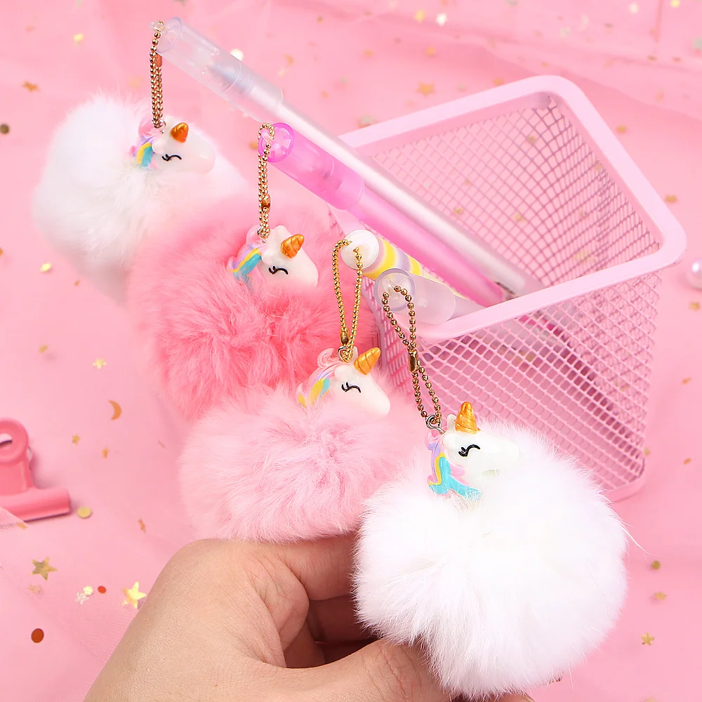 

Cute Unicorn Pens Plush Ball Gel Pens Pendant Neutral Pens For Kids Gift School Office Supplies Stationery