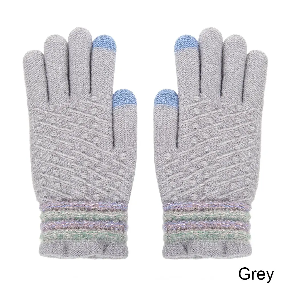 Модные зимние перчатки для женщин, руки choenen Wild, женские перчатки Guantes, пять пальцев, сенсорный экран, утепленные хлопковые перчатки - Цвет: grey