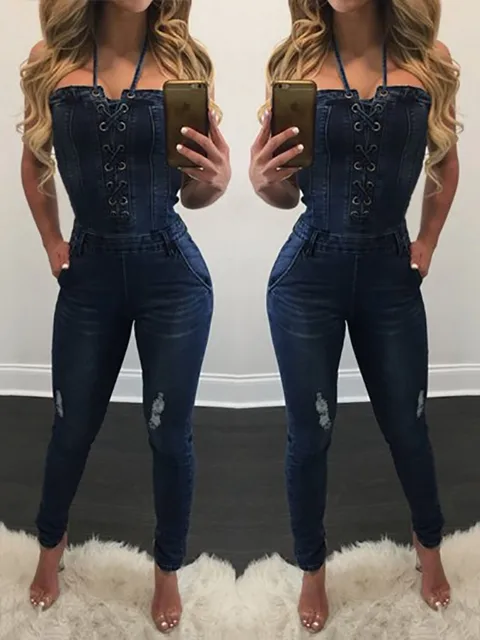 Volalo Black Ripped Jeans Fashion Denim 