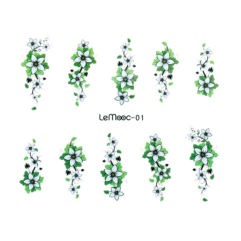 1 лист свежий цветок серия водная Наклейка Красочный Цветущий цветок Лаванда дизайн ногтей переводная наклейка для украшения ногтей