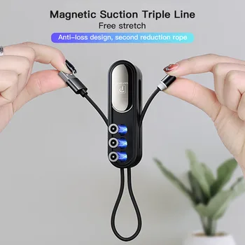 

1pcs Magnetic Suction Three-in-one Data Line Mobile Phone Charging Line One Drag Three Magnetic Strong Magnetic General Short