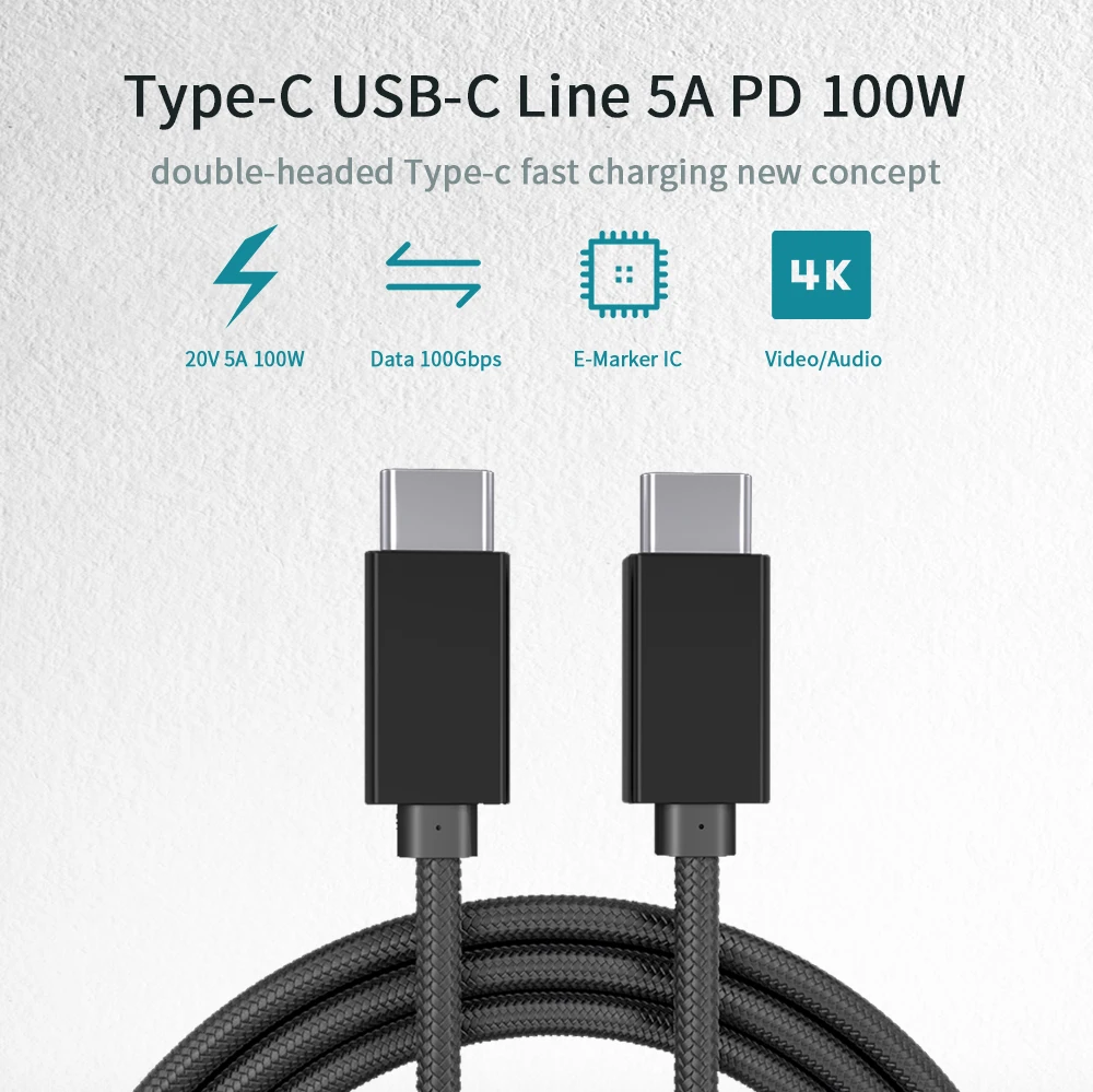 5А 100 Вт PD кабель для быстрой зарядки usb c кабель для xiaomi huawei телефон ноутбук Macbook type C кабель двойной USB C