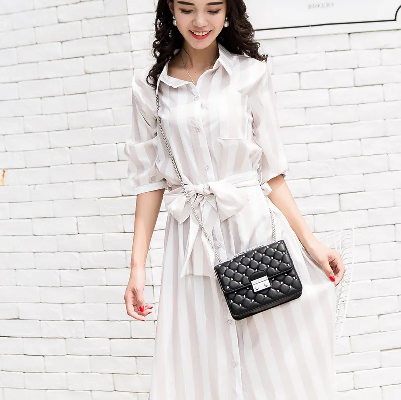 

2019 New Style WOMEN'S Fashion Handbag Bag Spring And Summer Rivet Graceful Rhombus Chain Shoulder Bag Shoulder Bag