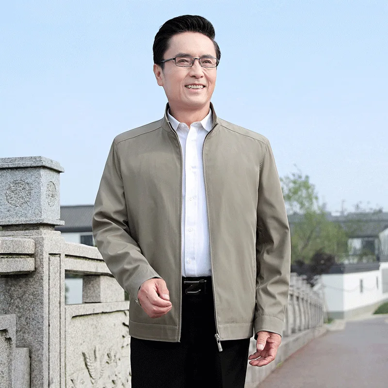 

Spring And Autumn New Style Men Stand Collar Jacket Middle-aged Simple MEN'S Coat Business Casual Tops