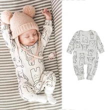 Barboteuse en coton pour bébés garçons, combinaisons de pingouin à manches longues, vêtements pour enfants 