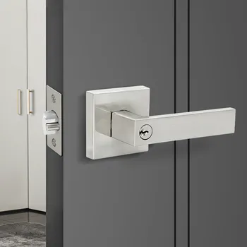 

LH3008 stainless steel door handle with locking cylinder Polished rear front lever lock interior home security accessories