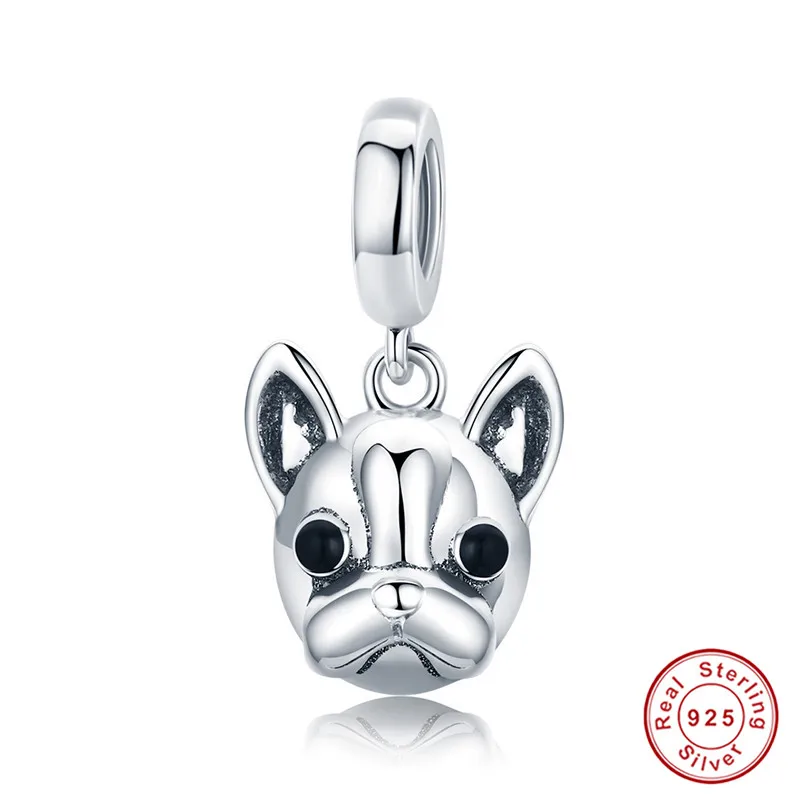 Fit Pandora браслет серебро 925 CZ луна Кот бусины собаки S925 лиса кролик обезьяна коала Медведь Подвески-талисманы с домашними животными для изготовления ювелирных изделий - Окраска металла: as817-3