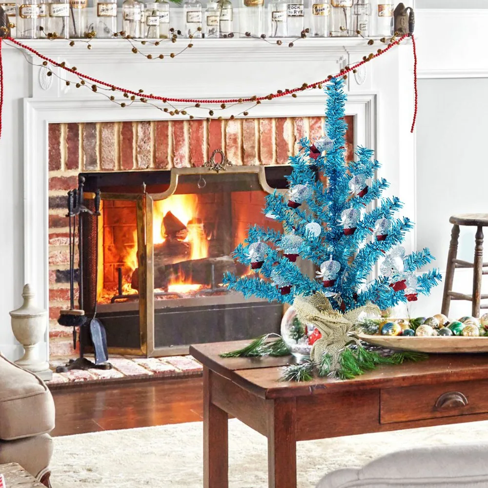 15 ''мини мишура синий снеговик Рождественский стол дерево для дня рождения искусственная сосна елка стенд украшения Детские украшения