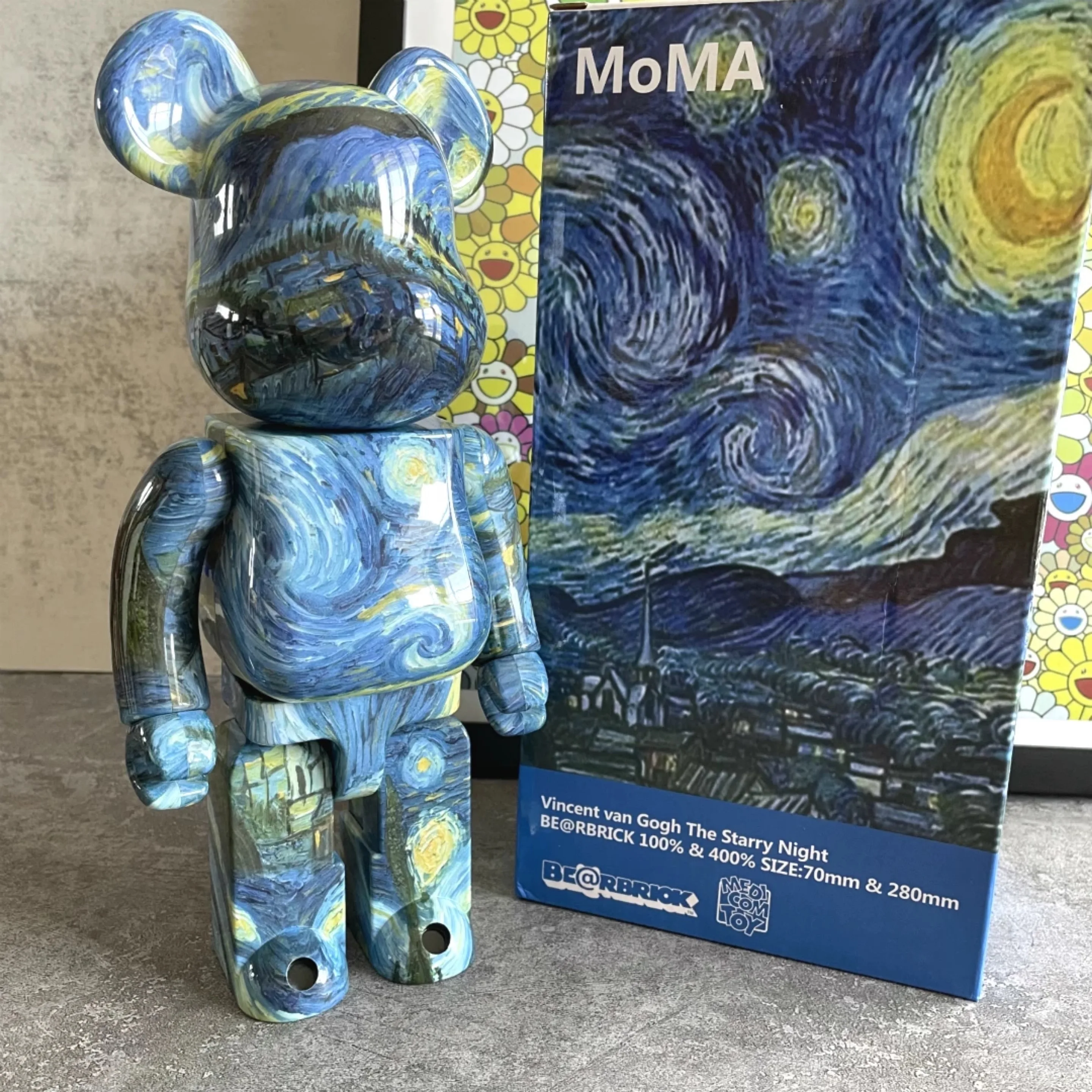 28cm Be@rbricklys 400% Bearbrick Toy Starry Night Van Gogh 400% Bear  Collection Model Toy Present GIft Art Toy