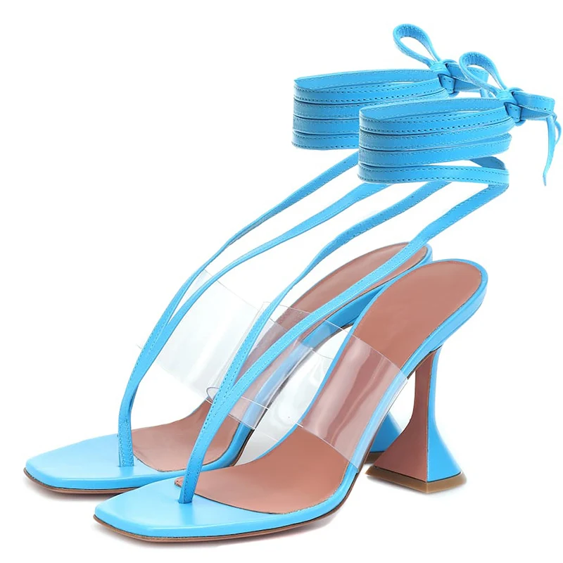 Sandalias de tacón alto con tiras para mujer, zapatos transparentes con  punta cuadrada, de diseñador, color blanco, para verano, 2022|Sandalias de  mujer| - AliExpress