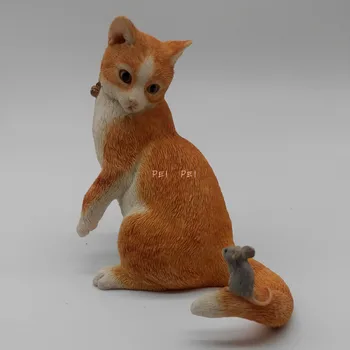 

Simulation animal Cute cat Statue Kawaii Home Decor Resin Action Figure Collectible Model Toy BOX P1792