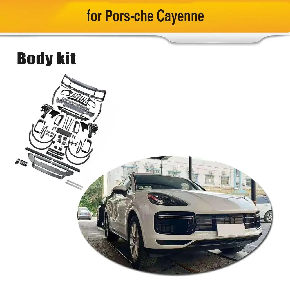 Автомобильный набор для всего тела для Porsche Cayenne Facelift бампер 2018-2020 автомобильный передний бампер губы боковые юбки задний диффузор спойлер PP Автомобильный набор для всего тела для Porsche Cayenne Facelift бампер 2018-2020 автомобильный передний бампер губы боковые юбки задний диффузор спойлер PP
