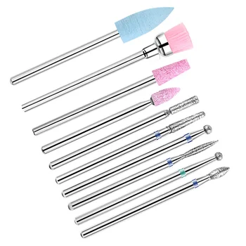 

1 Set of 10pcs Nail Cuticle Drill Head Diamond Professional Manicure Drill Grinding Head Kit