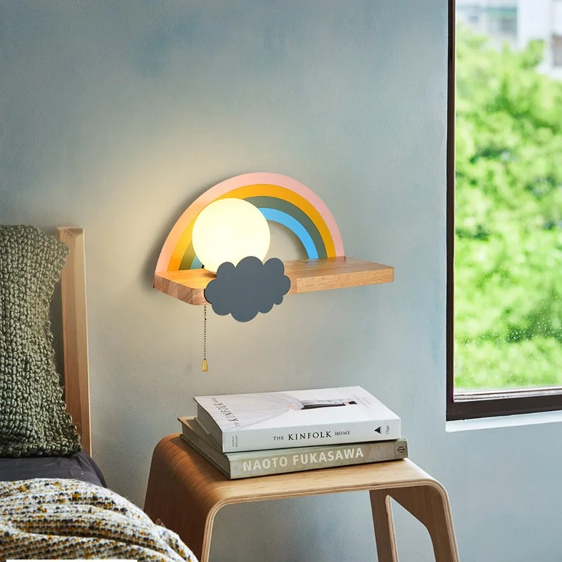 

Children's Room Bedroom LED Wall Lamp Sun Cloud Decorative Lighting Simple Modern Girl Cartoon Nordic Macaron Bedside Lamp