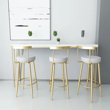

Nordic Simple Golden Bar Stool Chair Backrest High Stool Modern Bar Stool Front Restaurant Lounge Chair