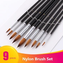 9 шт./компл. нейлон масло Краски щетка круглая Краски ing кисть для акварели/масло/акриловая ручка с кисточкой из полимерного материала pincel para pintura товары для рукоделия