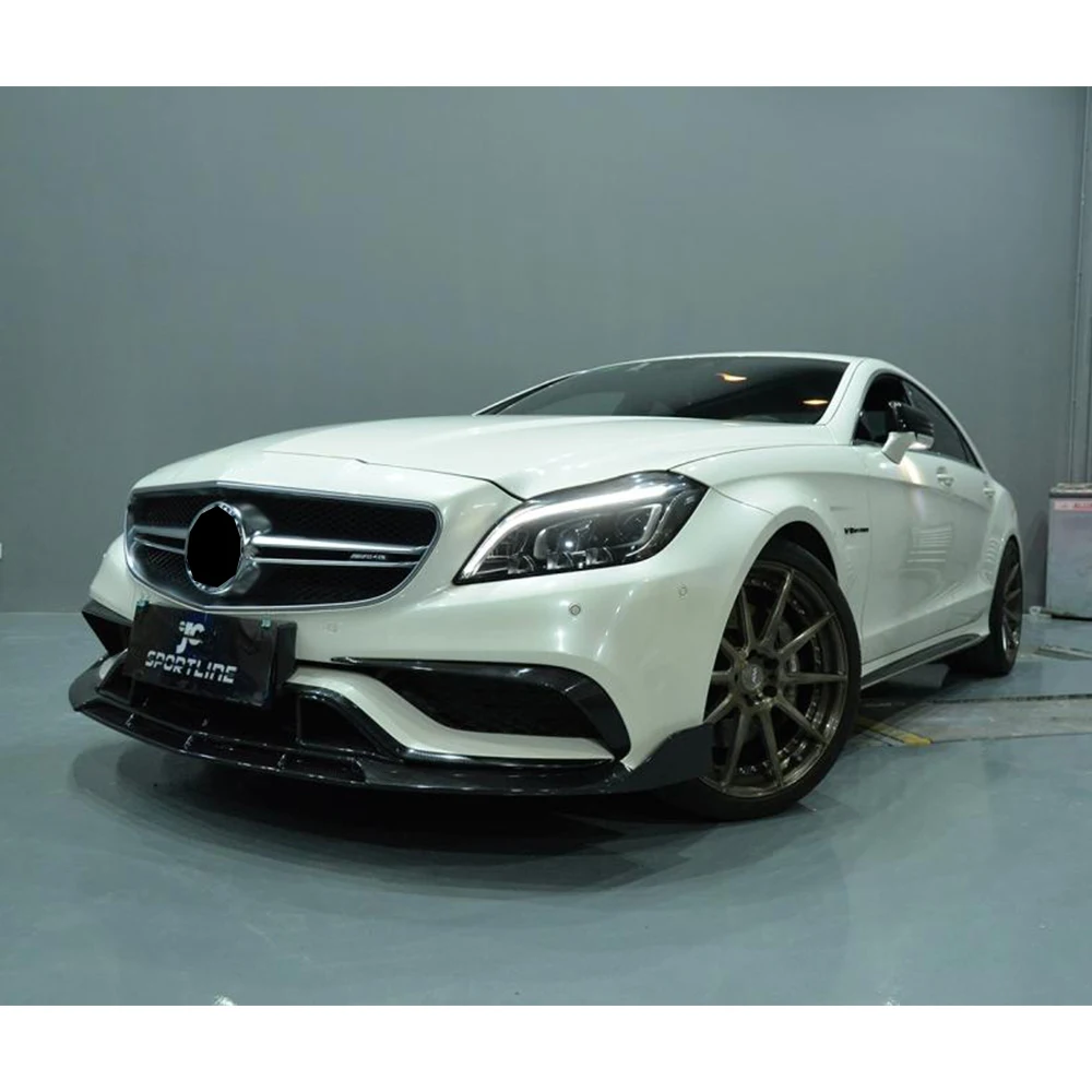 Углеродного волокна переднего бампера для губ сплиттеры Cupwings для Mercedes-Benz W218 CLS63 AMG S Седан 4-дверный- приспособления для резки