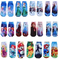 4pair/bag New Anna Elsa Cars3 Cotton Boys Girls Socks 3D Princess Print Socks Kids Cartoon Children Kids Funny Socks 1