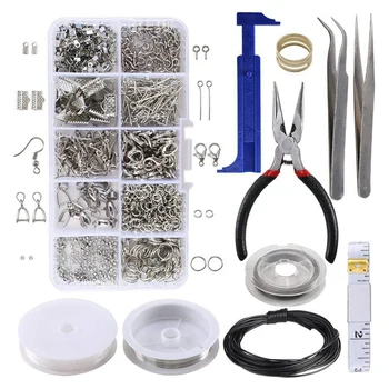 

10 Grid Repair Tool Beginners with Accessories Findings and Beading Wires Metal Jewelry Making Kit Supplies Necklace Materials