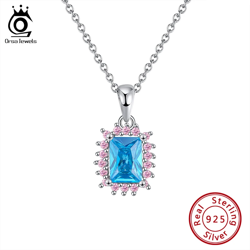 ORSA JEWELS чистое серебро 925 пробы подвески для женщин голубой изумруд Ограненный