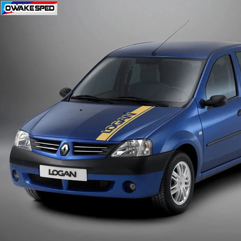 For Renault-Logan Car Hood Bonnet Sticker Racing Sport Stripes Auto Engine Cover Decor Vinyl Decals Exterior DIY Accessories (1)