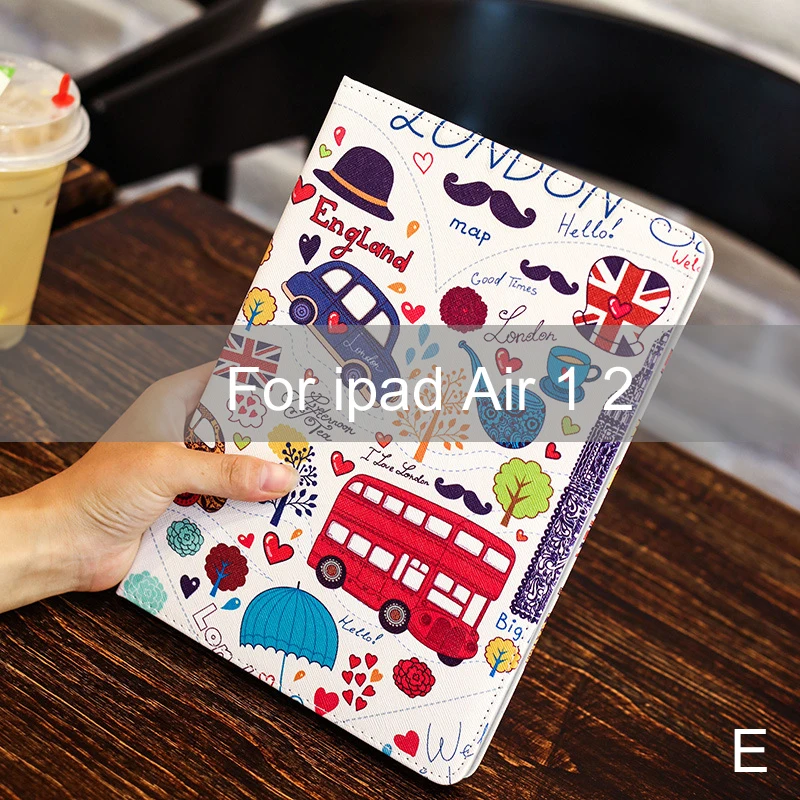 E Essidi кожаный чехол для IPad Air 1 2 Стенд Смарт авто Пробуждение сна чехол для планшета рукав для Ipad Air 1 2 - Цвет: E