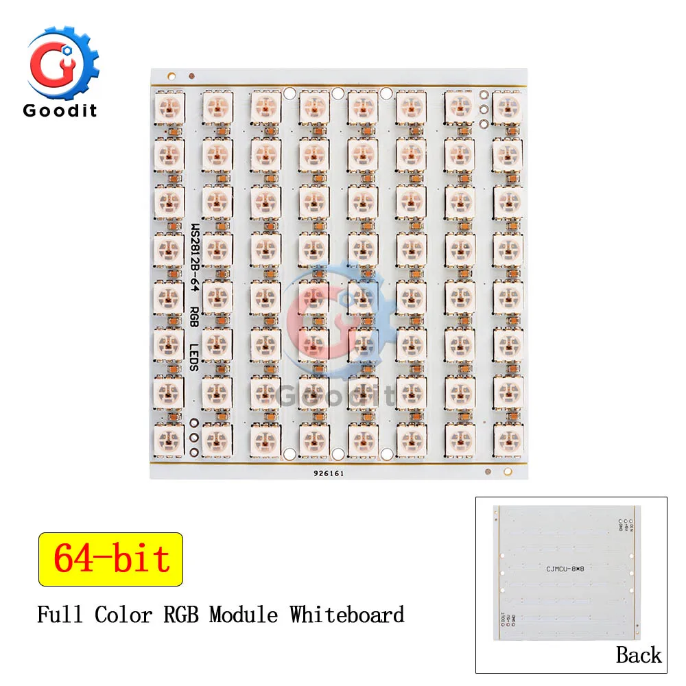 64-bit Whiteboard WS2812B WS2812 светодиодный кольцевая лампа Панель светильник 5050 RGB 8x5/8x8 бит СВЕТОДИОДНЫЙ матричный 40 бита 64 Полный Цвет 5050 RGB светодиодный светильник s - Цвет: 64-bit Whiteboard