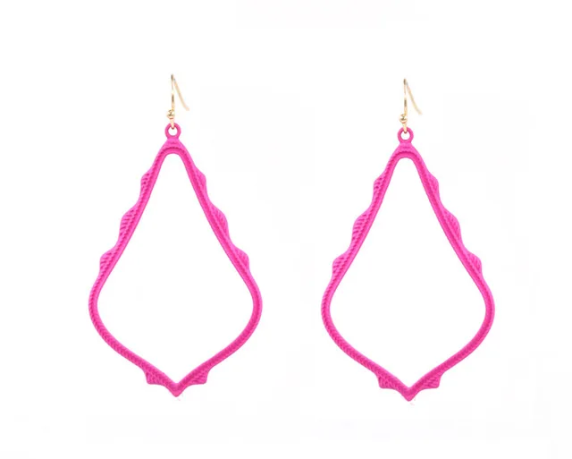 5.5Hollow Pink Новинка весны капли воды роспись филигрань серьги мульти Цвет лакированная Длинные Висячие серьги для Для женщин матовый Фрам серьги - Окраска металла: 5.5Hollow Pink
