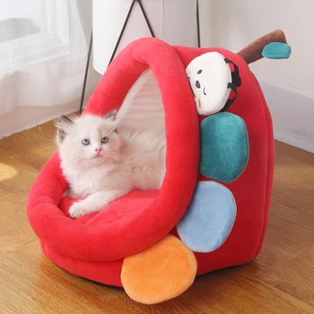 Warm Cat Bed Kitten House Pet Basket Lounger Cushion Small Dogs Pillow Mat Tent Puppy Nest Cave Sleeping Beds House for Cats 3