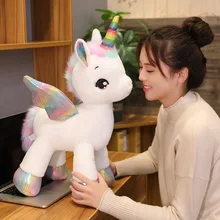 Giant Size Unicorn Plush Toy Rainbow Glowing Wings Stuffed Unicornio Doll Animal Horse Toy For Girl Stuffed Animals Giant Size Unicorn Plush Toy Rainbow Glowing Wings Stuffed Unicornio Doll Animal Horse Toy For Girl Stuffed Animals