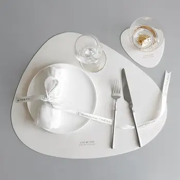 

Nordic Style Creative Leather Placemats Household Triangle Oval Waterproof And Oil Insulation Pad Bowl Mat Coaster 45 * 37 Cm