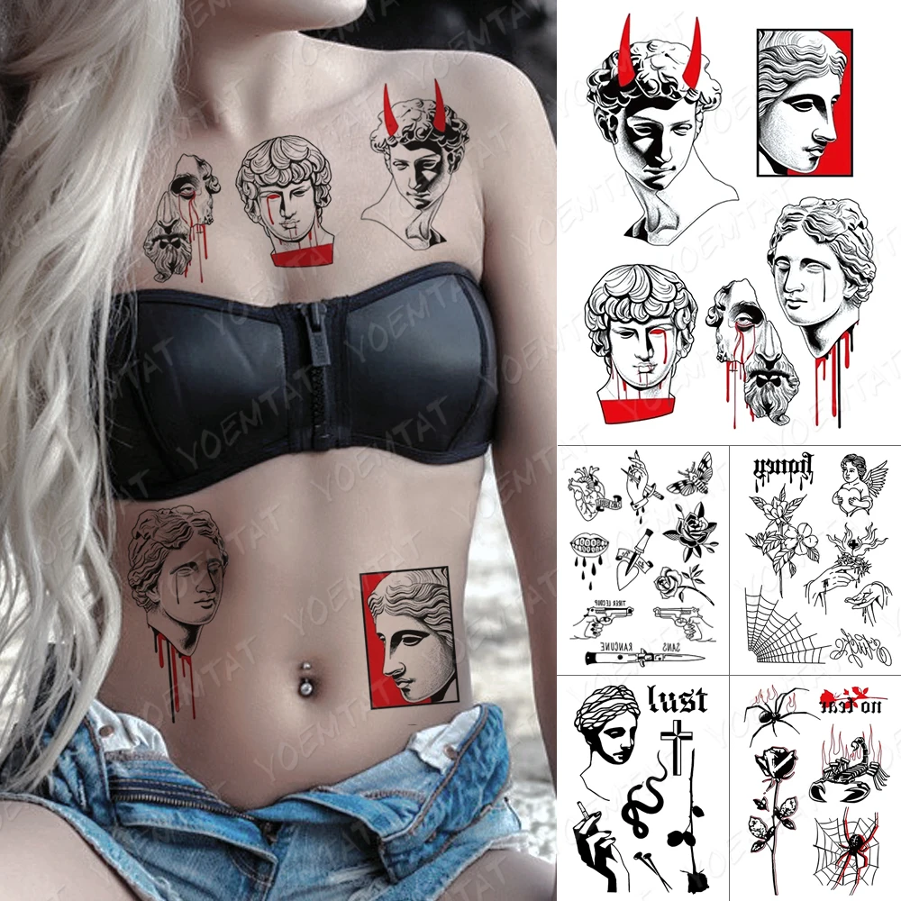 Sale Angel-Flash Tattoos Temporary-Tattoo-Sticker David-Statue Fake Waterproof School Heart-Knife lbQKMlN0Wwx