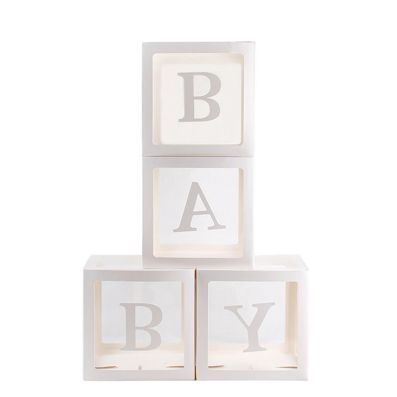 Baby Высокая 4 шт./компл. квадратный прозрачный шар Коробки Детские Крещение для душа декор для вечеринки в честь Дня Рождения UEJ - Цвет: Baby