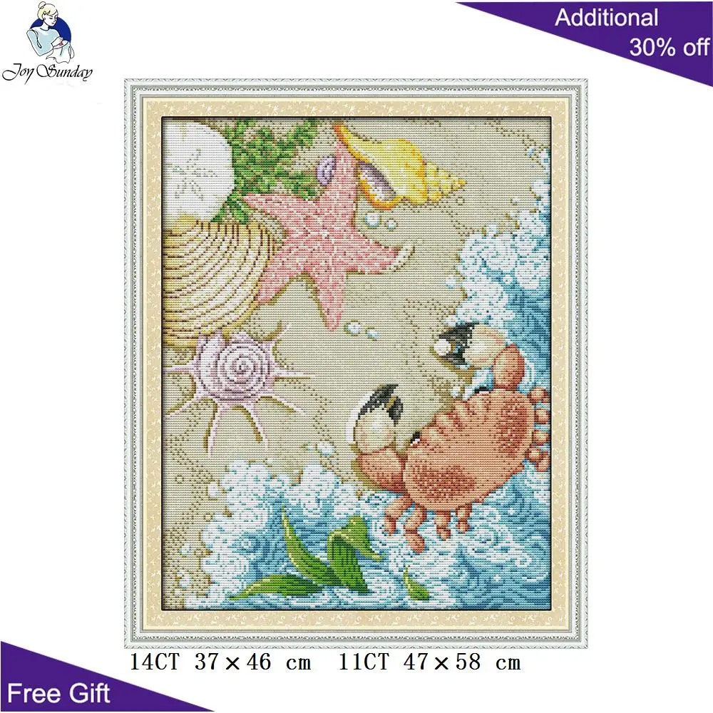

Joy Sunday Beach Home Decor K593 14CT 11CT Counted and Stamped The Beach Needlework Needlepoint Embroidery DIY Cross Stitch kits