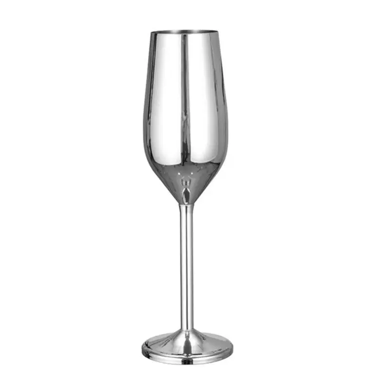 Бокалы для шампанского матовые золотые свадебные торжественные шампанские флейты небьющиеся из нержавеющей стаканчик для напитков вечерние свадебные бокалы для вина - Цвет: Silver