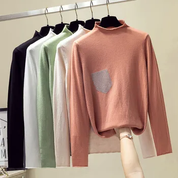 

Autumn Winter Pullovers Sweaters Women Knitted Long Sleeve turtleneck Female Jumper Elasticity Slim Knit bottoming Sweater Basic