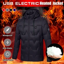 USB пальто с электрическим подогревом куртка 8 часов нагрева с капюшоном куртка с длинными рукавами зимняя теплая одежда термостат с капюшоном водонепроницаемый