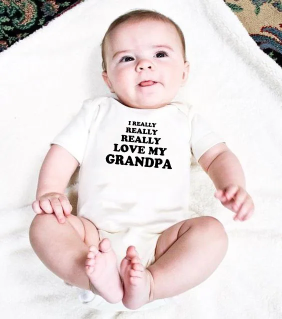 I Really Really Love My Grandpa Newborn Baby Bodysuit Cute Cotton Short Sleeve Baby Boy Girl Onesies Rompers Body Infant Clothes