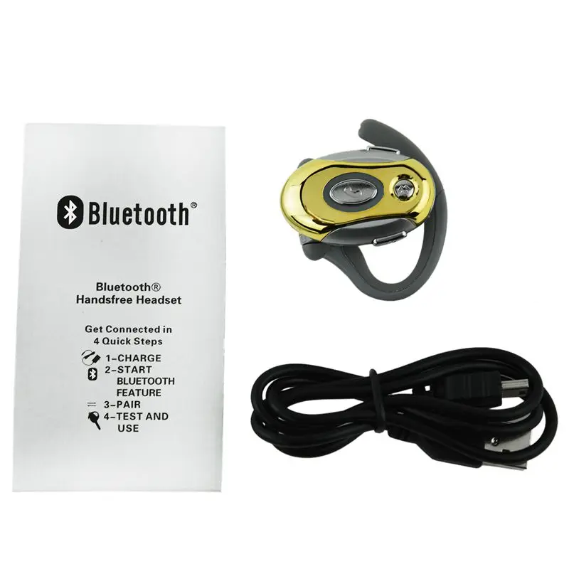 Business Handsfree Mono Earphone Wireless Bluetooth Headset For Motorola HTC Gold