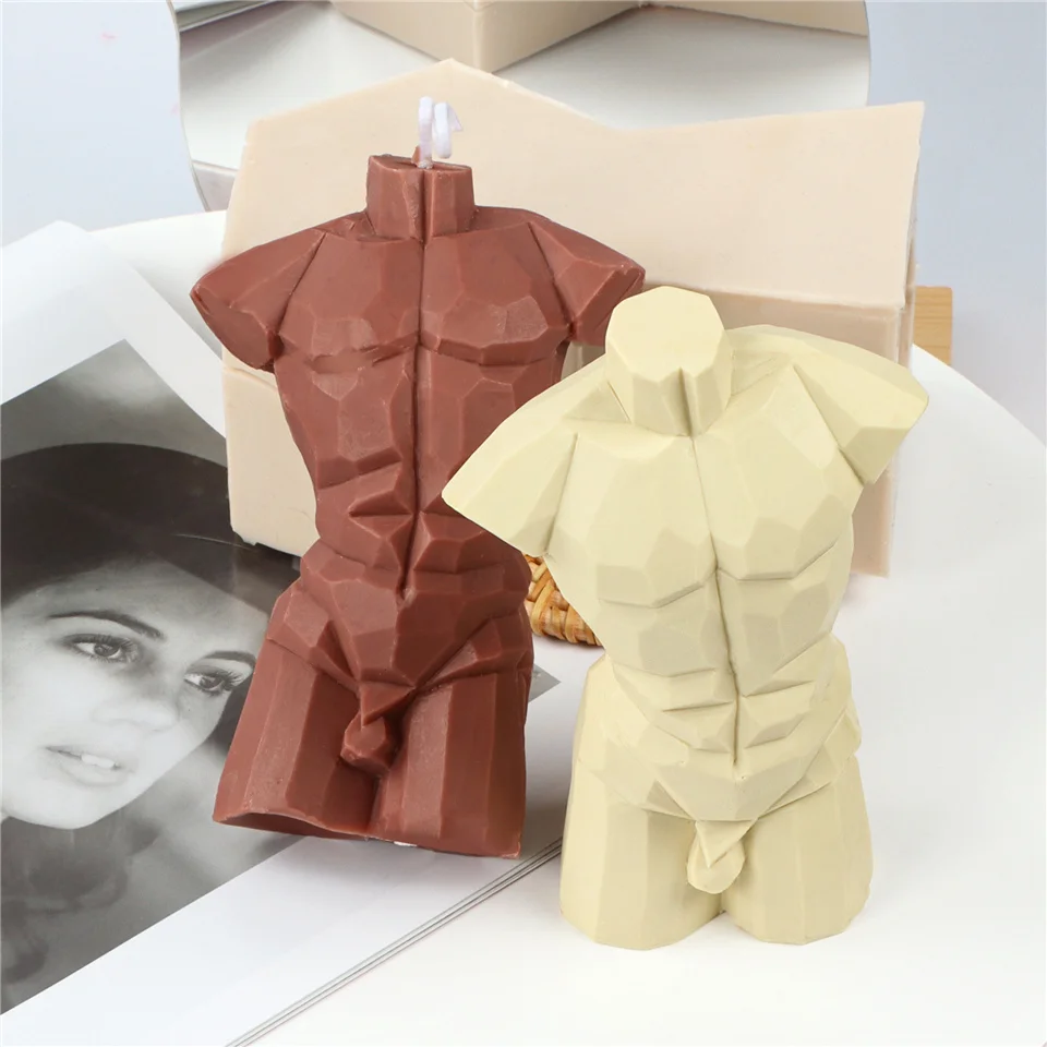 

Human Body Silicone Candle Mold Fitness Robust Diamond Surface Trend Brokeback David Art Mould 3D Stereo Chest Muscle Cinnabar