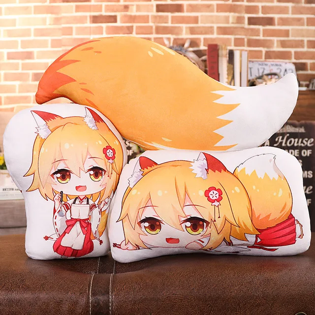 Аниме лиса Сенко-сан Плюшевая Игрушка Аниме Sewayaki Kitsune no Senko-san подушка кукла хвост для косплея в подарок