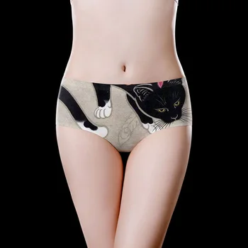 

Black Cat Summer Ice Silk Thin Printing Underpants Dropship
