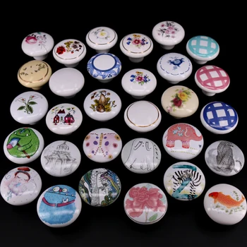 

1x Dia 38mm Cartoon Ceramic Knobs Bedroom Kitchen Door Cabinet Cupboard Knob Pull Decorative Porcelain Drawers Handle