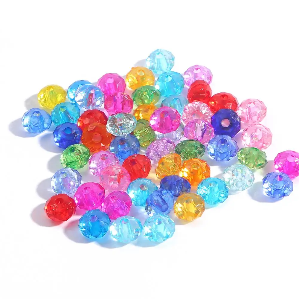 50–500 Stück Österreich facettierte Doppelkegel-Kristall-Acrylperlen-Set 4 mm/6 mm/8 mm/10 mm lose runde Abstandsperlen für DIY-Schmuckherstellung