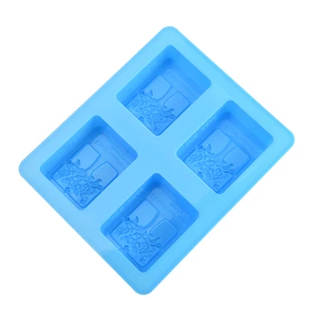 

20.5*16.5*3.5 cm 4 Grids Happy Tree Silica Soap Mould Cake Mold Kitchen Accessories High Temperature Cold Soap Maker Mold