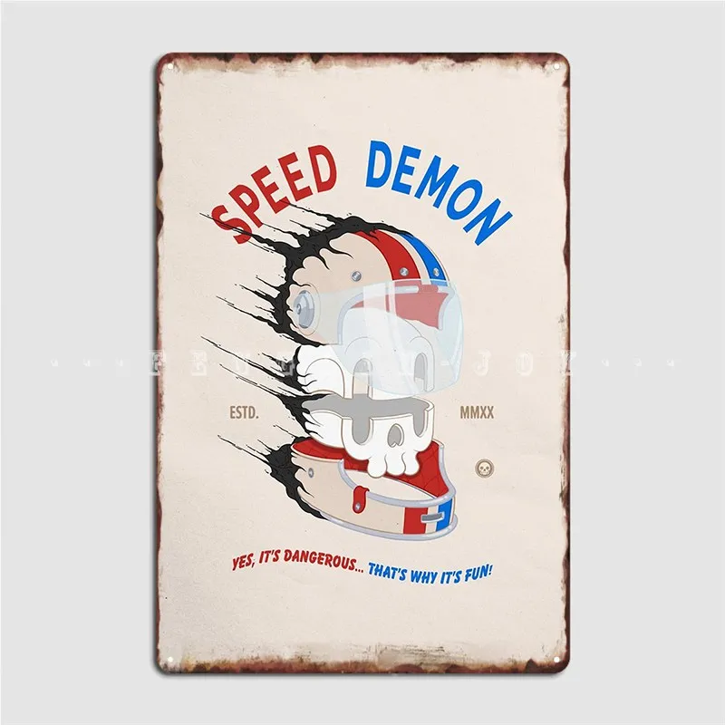 

Speed Demon Metal Sign Wall Mural Pub Garage Wall Decor Decoration Tin Sign Poster