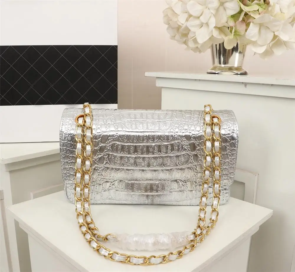 silver Женские сумки из коровьей кожи, высокое качество, блестящие сумки, кошелек на плечо, сумки через плечо для женщин, для свадебной вечеринки - Цвет: silver