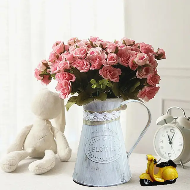 Vintage Ón Vödör Divatos Vasvirág Váza Retro Fém Kancsók Otthoni Irodai Party Fesztivál Dekoráció Kovácsolt Ország Stílus - Image 2