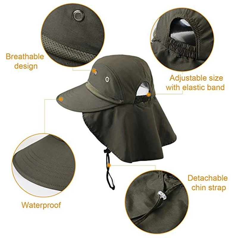 Sun Hat Wide Brim UPF Sunshade Protection Packable Quick Drying Outdoor Fishing Ponytail Hats For Hiking Hunting Camping1
